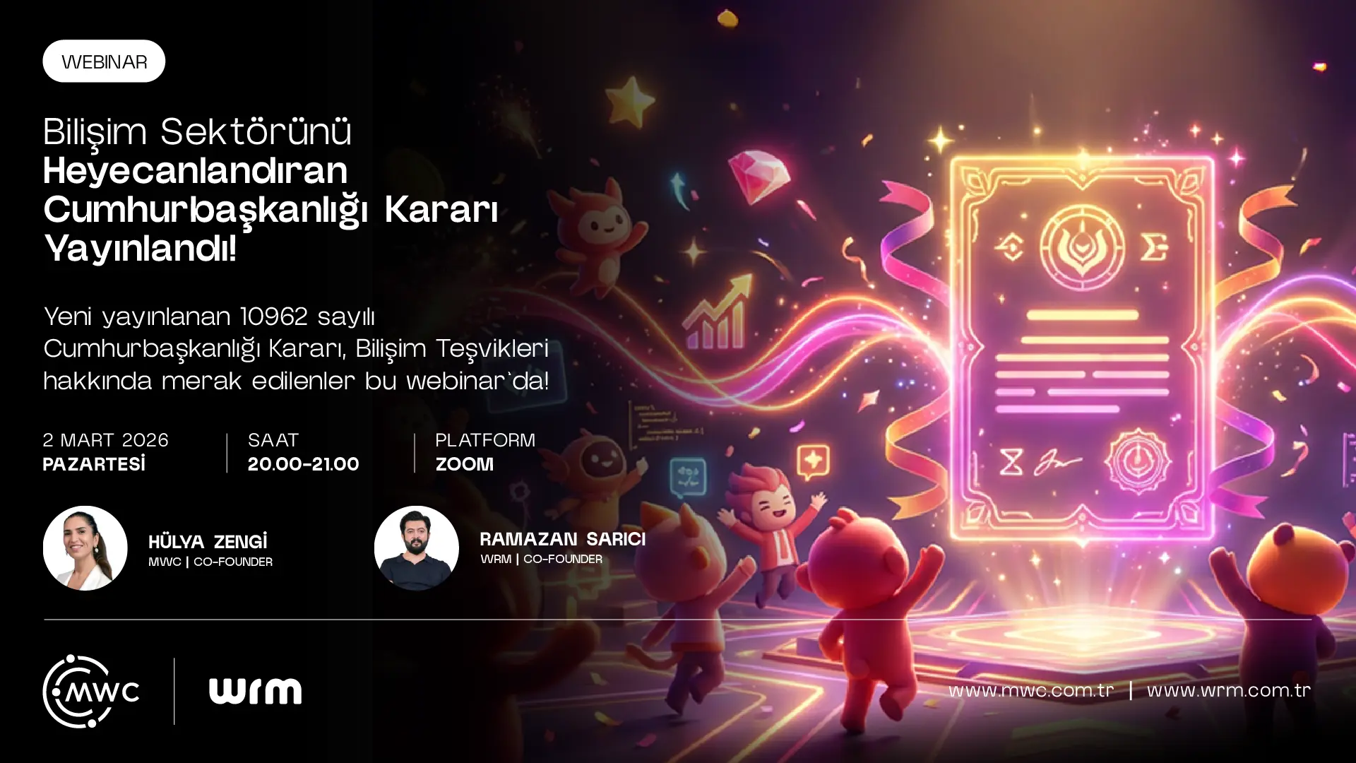 Bilişim teşvikleri 10962 webinarı için hazırlanan 3D mobil oyun tarzı görsel